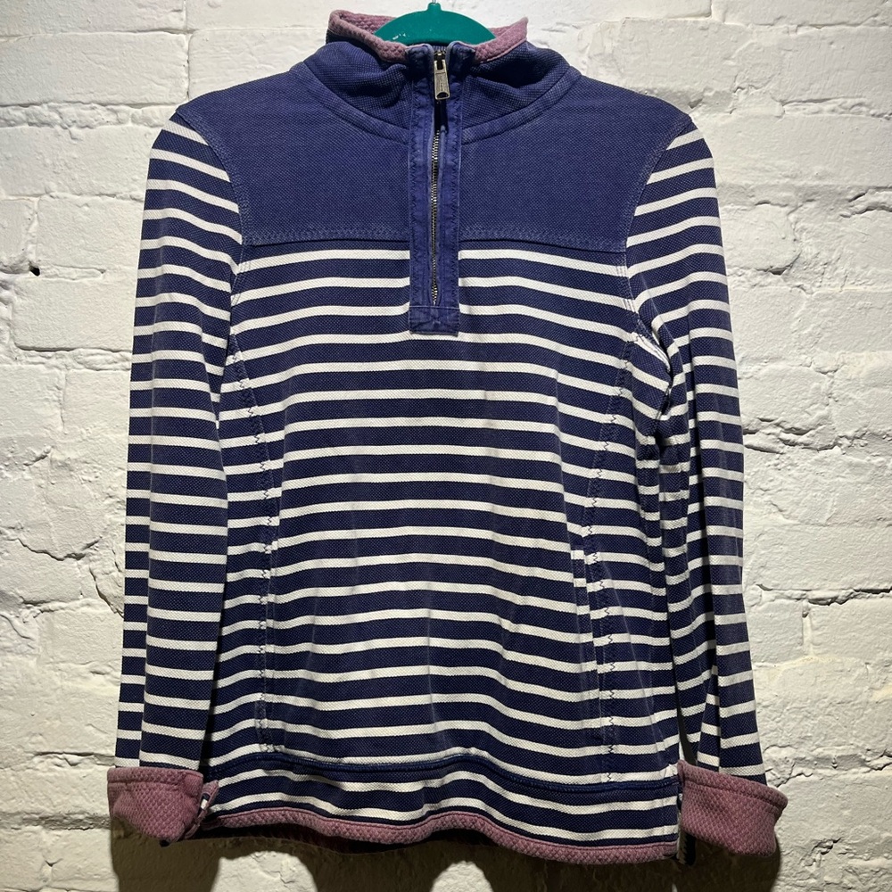 Fat Face Navy and Purple Striped Hoodie